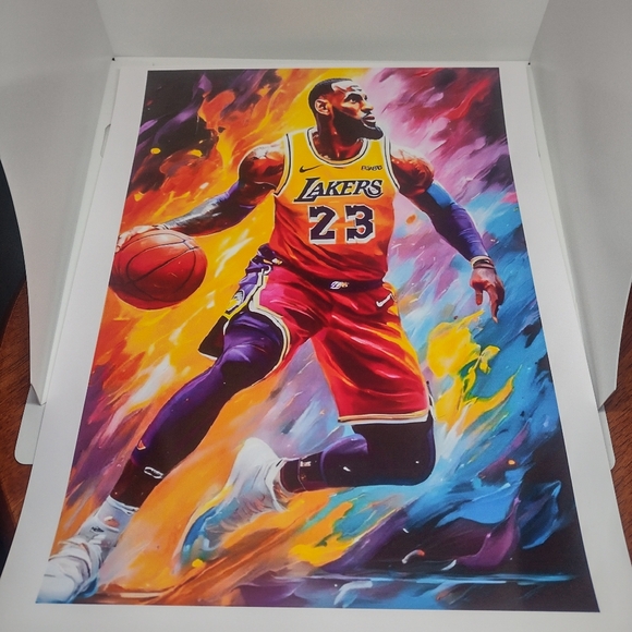NEW!💯 LEBRON JAMES LAKERS 8.5x11 ULTRA PREMIUM GLOSSY COLOR ART REPRINT POSTER - Picture 2 of 7